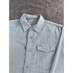 Criquet Corduroy Pearl Snap Shirt Mens Large Blue Long Sleeve Western EUC